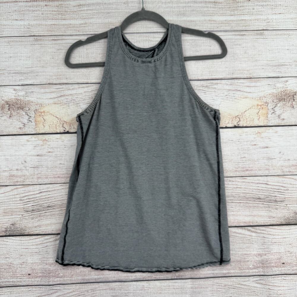 Lululemon Striped‎ Split Back Performance Tank Top Womens Medium Black White